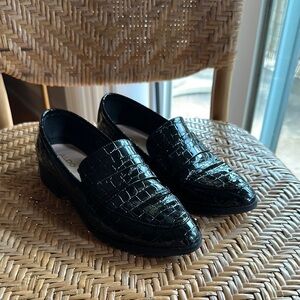 Aldo Agroania Black Crocodile Pattern Loafers